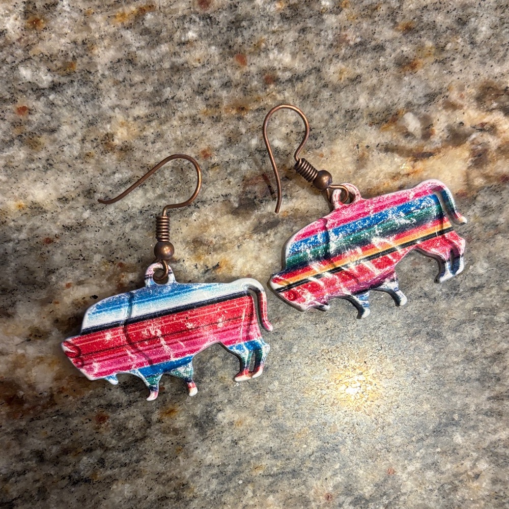 Colorful buffalo Shaped Earrings